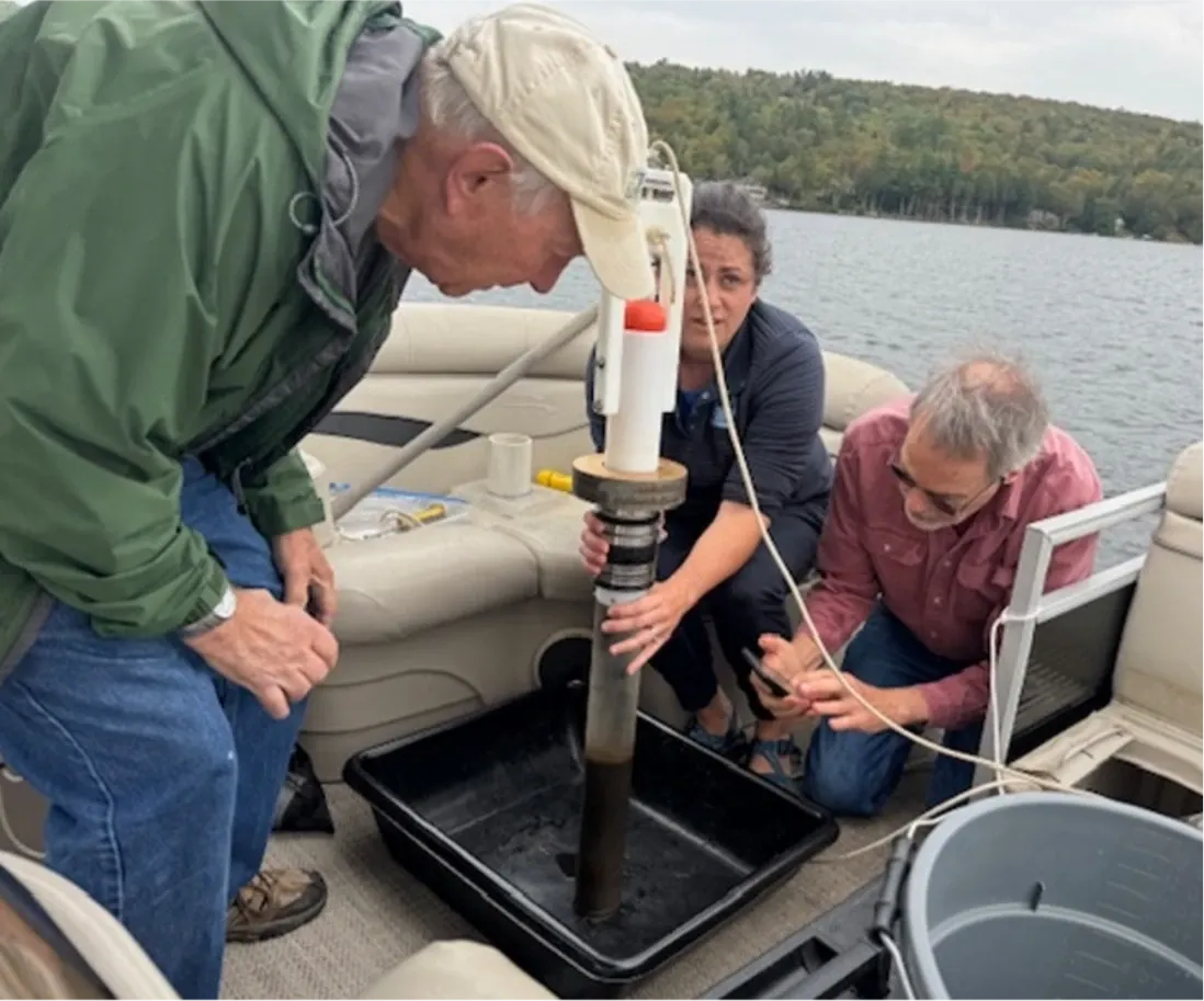 Water testing in progress at Pleasant Lake